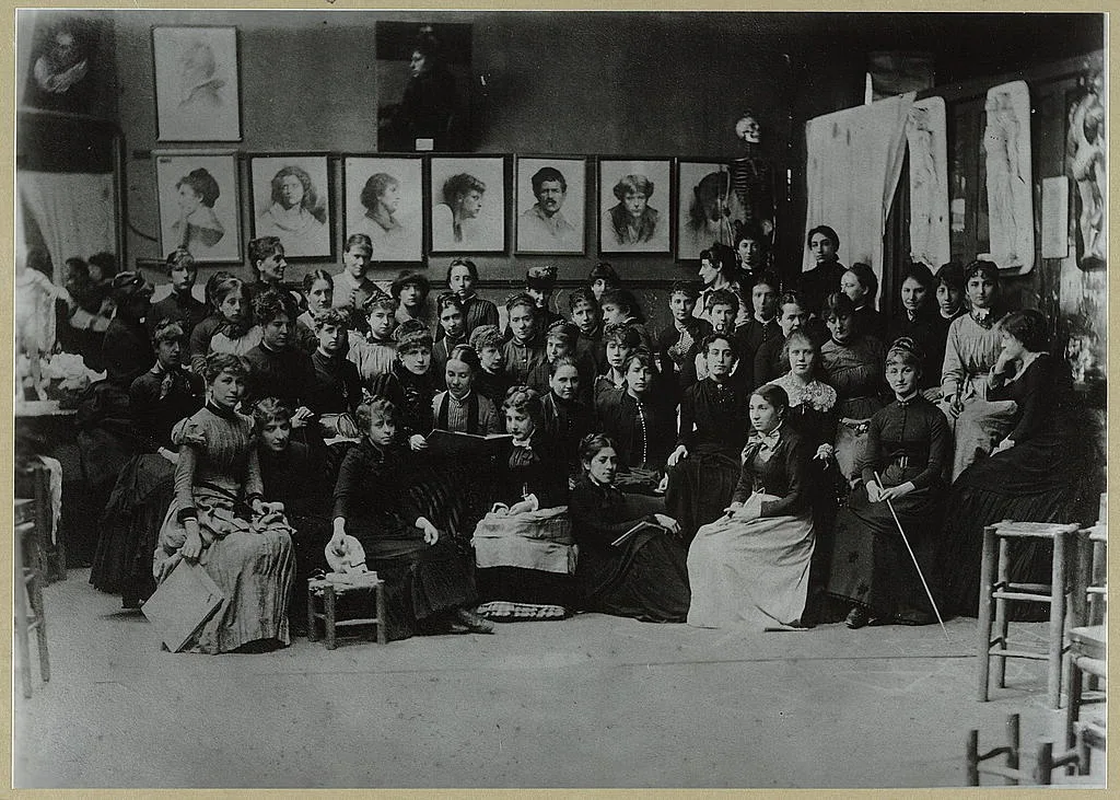 Academie Julian, Paris, group of art students, France, Paris, 1885