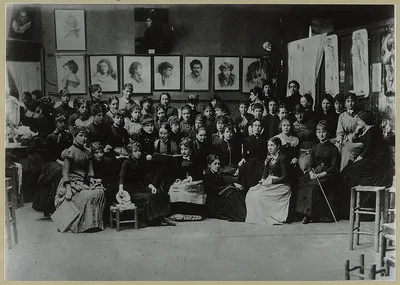 Academie Julian, Paris, group of art students, France, Paris, 1885