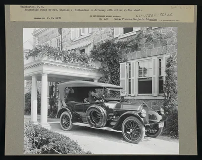 Automobile owned by Mrs. Charles W. Richardson in driveway with…, 1919