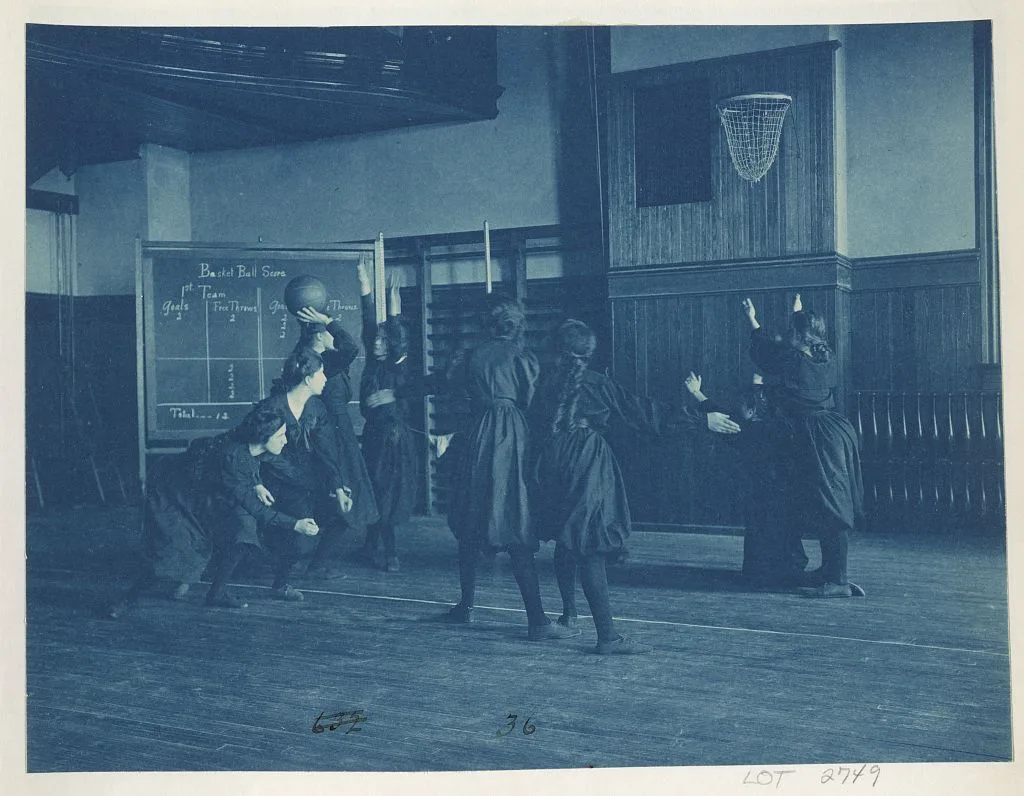 [Female students playing basketball, Western High School, Washington,…, Washington D.C., 1899