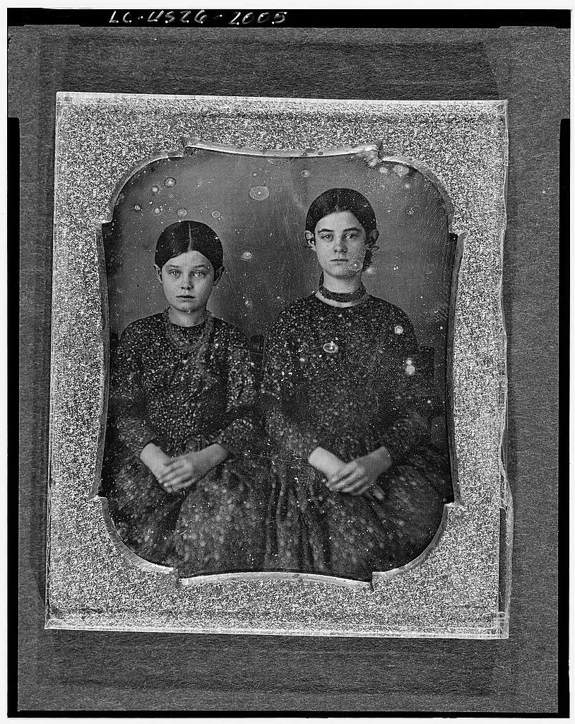 [Group portrait of two unidentified girls, three-quarter length,…, 1840