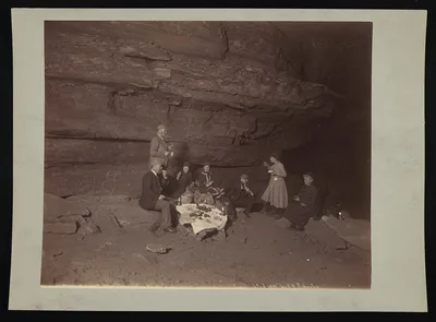 [Frances Benj. Johnston with group of men and women having picnic…, 1891