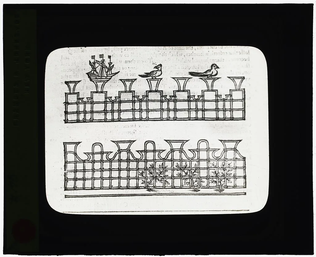 [Reproduction of print showing Designs for lattice work], 1915