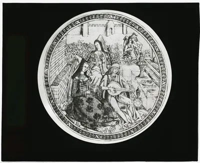 [Reproduction of print showing Garden courtship], 1915