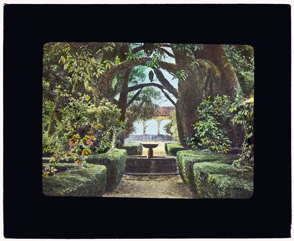 [Reproduction of illustration showing a garden fountain], 1915