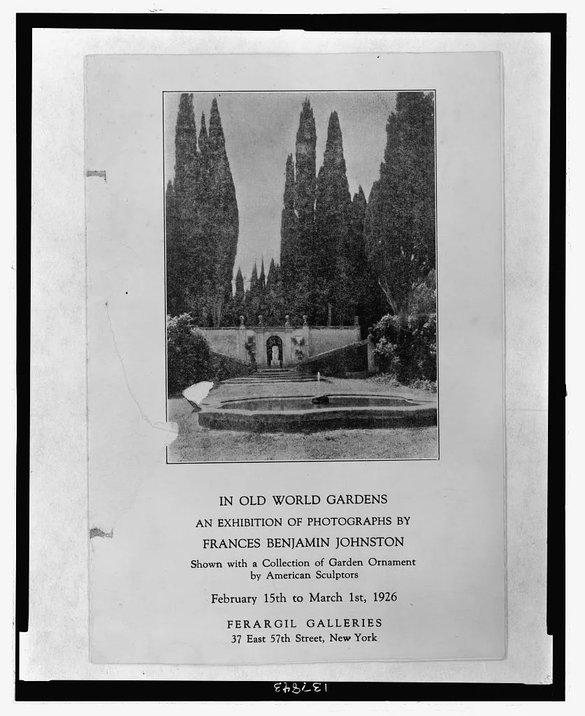 In old world gardens, an exhibition of photographs by Frances…, Europe, New York, 1926