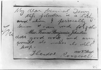 Theodore Roosevelt's card of introduction recommending Frances…, 1899