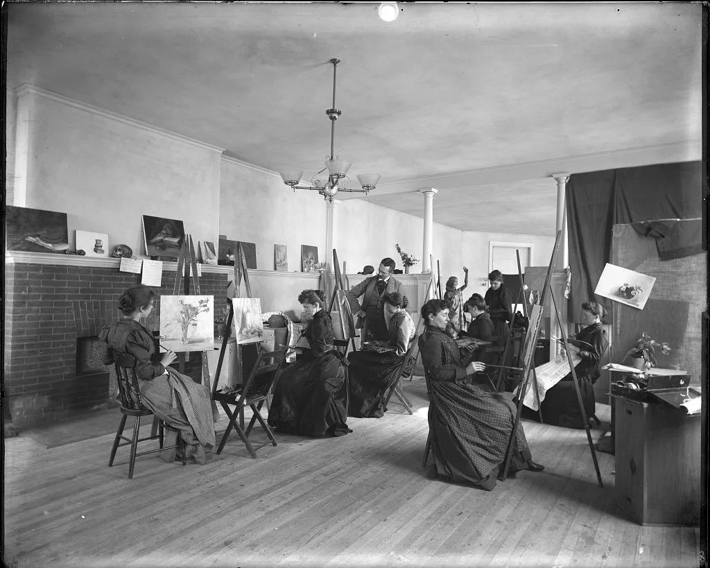[Women painting at easels in a class at the Art Students League,…, Washington D.C., 1889
