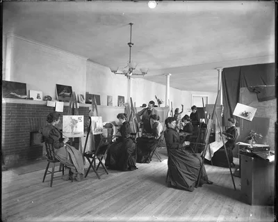 [Women painting at easels in a class at the Art Students League,…, Washington D.C., 1889
