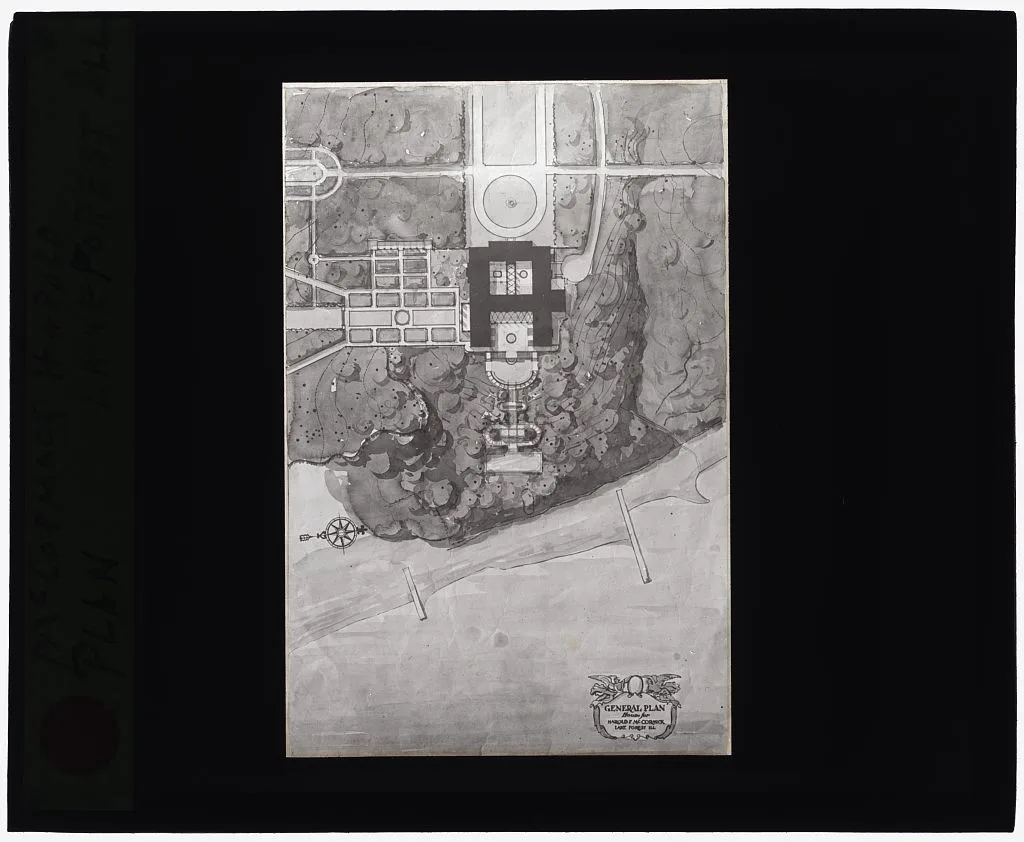 ["General Plan, house for Harold McCormick, Lake Forest, Ill."], Illinois, Lake Forest, 1915