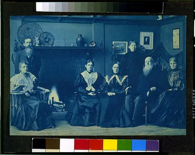 [Frances Benjamin Johnston posed with six members of her family, by…, 1896