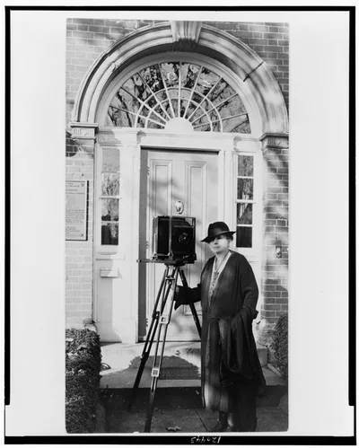 [Frances Benjamin Johnston, full-length portrait, standing in front…, 1935