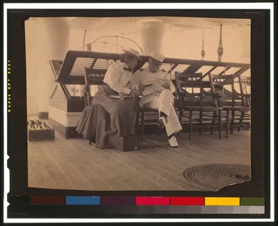 [Frances B. Johnston and Admiral Dewey on the deck of the U.S.S.…, 1899